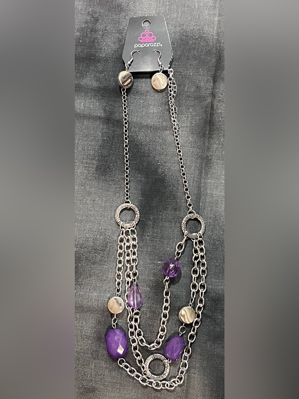 Paparazzi Silver-Tone Layered Necklace with Purple Beads